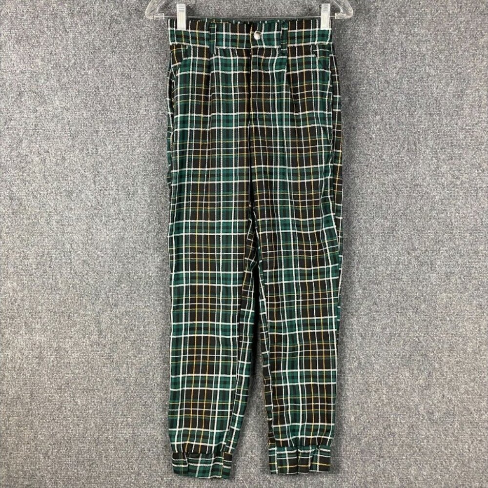 Almost Famous Trousers Pants Women's Small Stretch Plaid 100% Polyester S